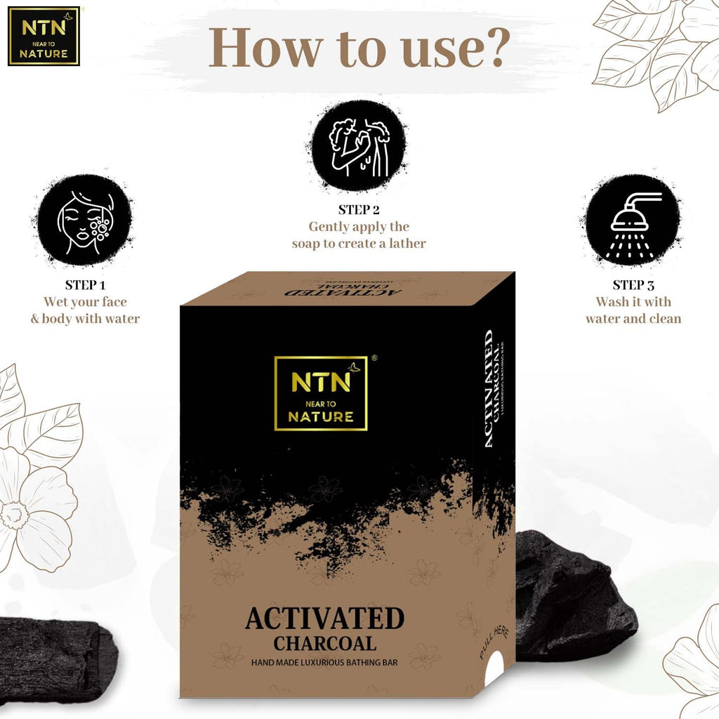 NTN Activated Charcoal Handmade Luxurious Bathing Bar Soap - 120gm
