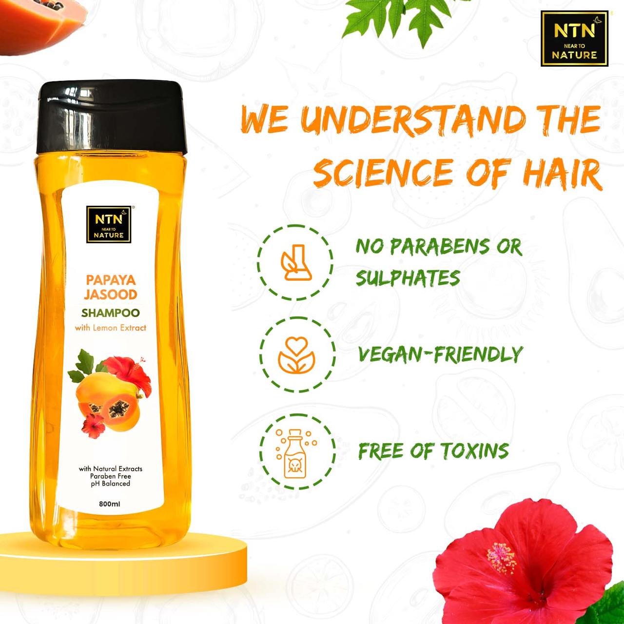NTN Papaya Jasood Shampoo With Lemon Extract - 800ml