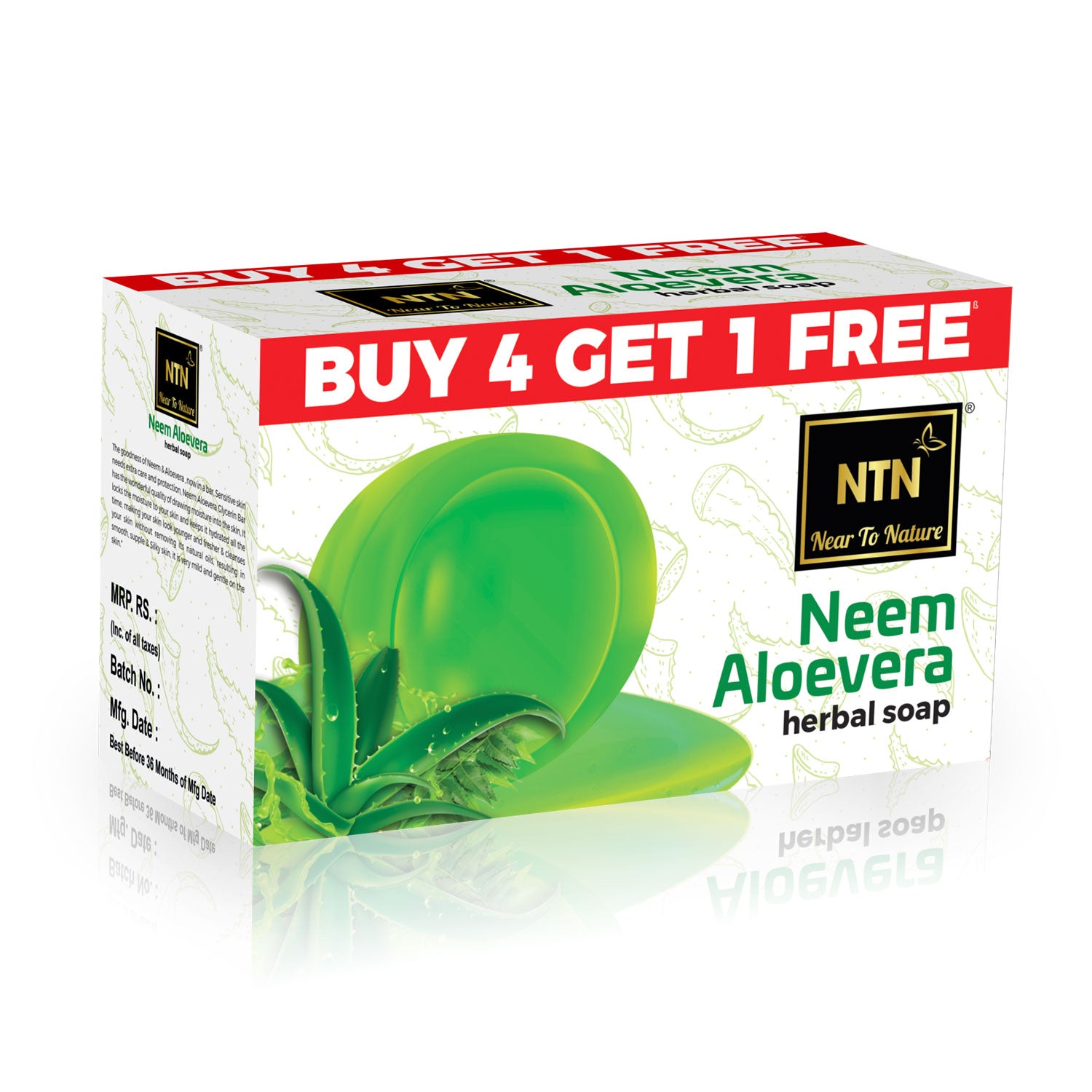 NTN Neem Aloevera Herbal Soap Pack Of 5 (100gm Each)